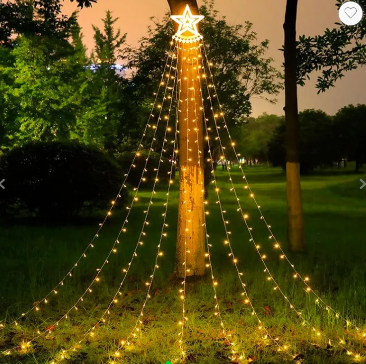 LUZ CASCADA NAVIDAD DE ESTRELLA🎄✨ SOLAR ☀️