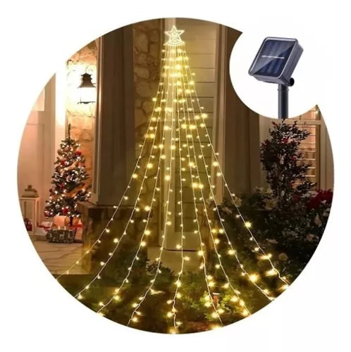 LUZ CASCADA NAVIDAD DE ESTRELLA🎄✨ SOLAR ☀️